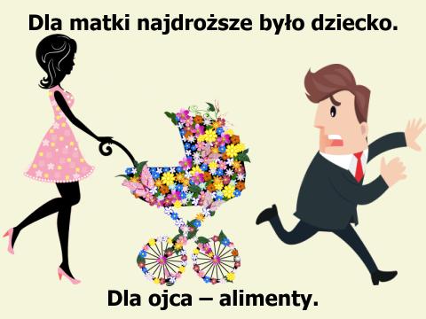 Alimenty – tarapaty taty Dla matki najdroższe było dziecko. Dla ojca – alimenty